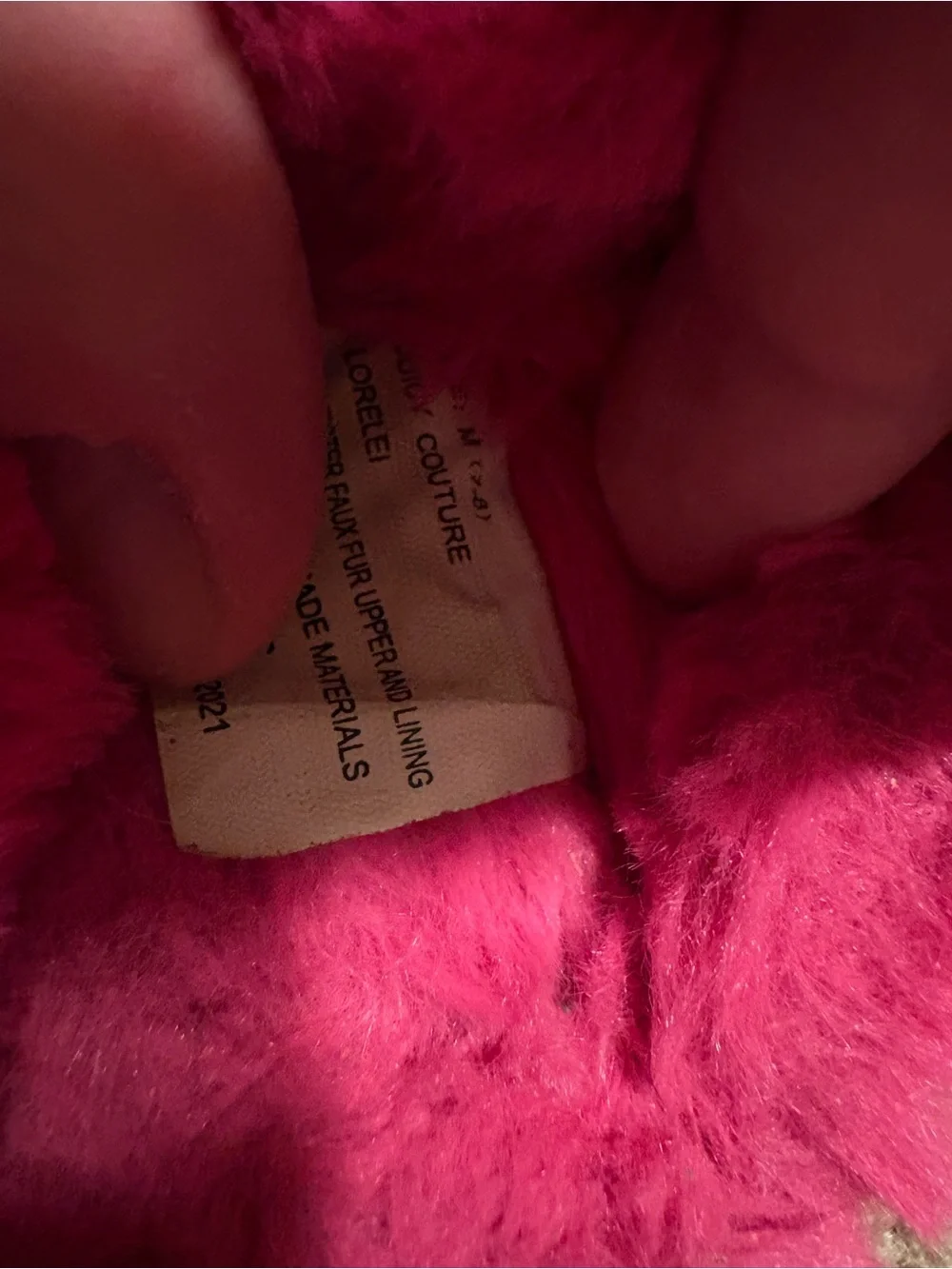 Juicy Couture Kids Hot Pink Fuzzy Slide Sandals with Rhinestone Logo